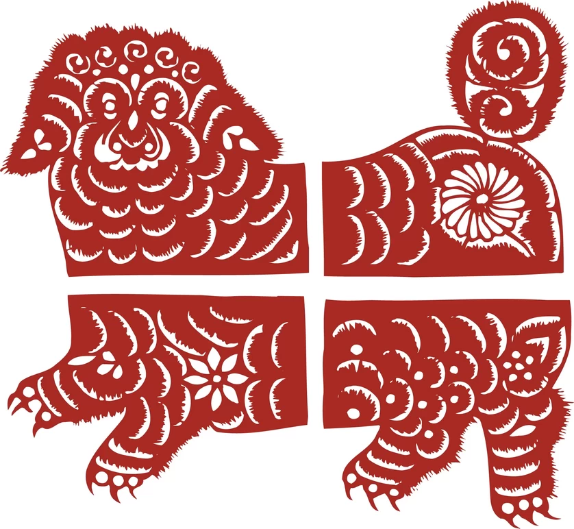中国风中式传统喜庆民俗人物动物窗花剪纸插画边框AI矢量PNG素材【1474】